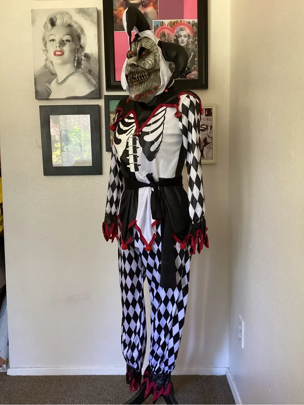 Sinister Jester Kids Costume - Black, White & Red